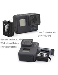 Batería ENEGON (paquete de 2) y cargador rápido de 3 canales para GoPro Hero (2018) GoPro HERO7 HERO6 Negro HERO5 Negro (Compatible con Firmware v01.55, v01.57 y v02.00, v02.01, v02.51, v02 .60)