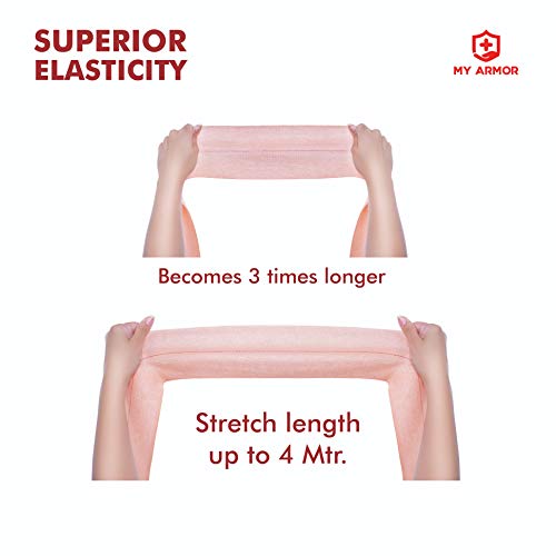 MY-ARMOR-Premium-Cotton-Crepe-Bandage-Roll-Sports-Wrist-Wrap-Straps-Elastic-Compression-Pack-of-2-4m-x-6cm MY ARMOR Premium Cotton Crepe Bandage - Roll Sports Wrist Wrap Straps, Elastic Compression (Pack of 2 (4m x 6cm))