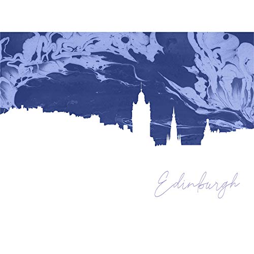 Scotland Edinburgh Cityscape Marble Blue Canvas Wall Art Print