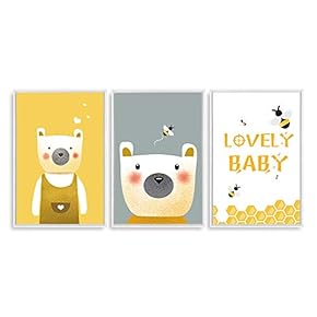 Framed Canvas Wall Art for Living Room, Bedroom Cute Animals Baby Room Canvas Prints for Home Decoration Ready to Hanging - 16"x24"x3 Panels