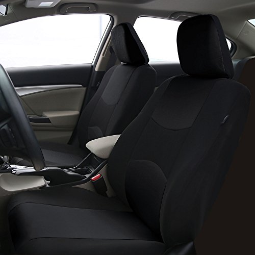 FH Group FB051BLACK115 Black Rear Split Flat Cloth Seat Cover (Multifunctional Airbag Compatible Full Set)