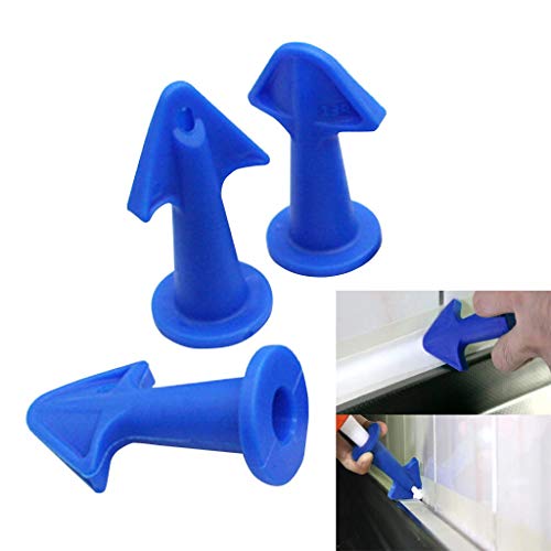 Caulk Nozzle Applicator, 3Pcs Silicone Caulking Tools Sealant Nozzle,Caulking Epoxy Piston Nozzle Accessories, Silicone Sealant Finishing Tool Grout Scraper for Tile or Brick Joints (Blue)