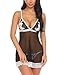 Oheetu Women Sexy Lingerie Lace Babydoll Convertible Bra Set Splicing Chemises