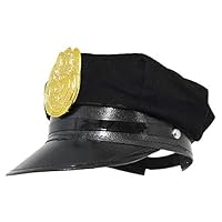 Jacobson Hat Company Police Hat with Bright Gold Plastic Badge - Black