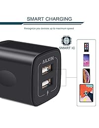 Cargador de pared USB, bloque de carga, Ailkin 2,1 A, multipuerto de carga rápida, repuesto para iPad, Apple, iPhone, iPod, Samsung Galaxy, Huawei, HTC, LG, Nokia u otros dispositivos inteligentes para teléfonos móviles