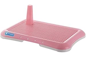 PENCK Dog Training Pads Pet Toilet for Puppies - Mesh Grid PP Pet Training Toilet with Tray & Shovel for Potty Trainer Indoor Outdoor, Pink, Small