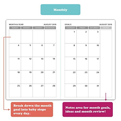 A5 School Year Planner Notebook, Faux Leather Cover Monthly Bullet Journal Organizer with Card Slots Pen Holder, 320 Pages Perfect for Use in Academic Year - Thumbnail 6