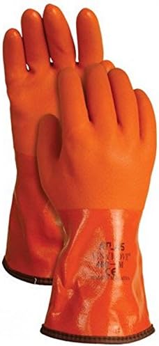 SHOWA Glove 460XL-10 Size 10 Orange Atlas 12'' Seamless Yellow Acrylic Lined Double-Dipped PVC Fully Coated Cold Weather Gloves With Rough And Textured Finish And Gauntlet Cuff, 15.34 fl. oz.