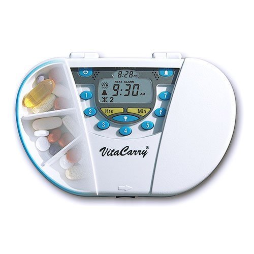 439 VitaCarry Advanced with Removable 7-Alarm System - Air Tight Gasketed Pill and Vitamin Organizer Box with Alarm