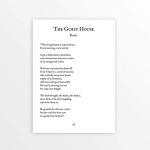 Amazon Com The Guest House Rumi Book Page Poster Poetry Wall Art Literary Quote Printable Handmade