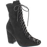 Cape Robbin Betisa-6 Women's Lace-Up Size Zipper Block Heel Ankle Booties