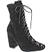 Cape Robbin Betisa-6 Women's Lace-Up Size Zipper Block Heel Ankle Booties