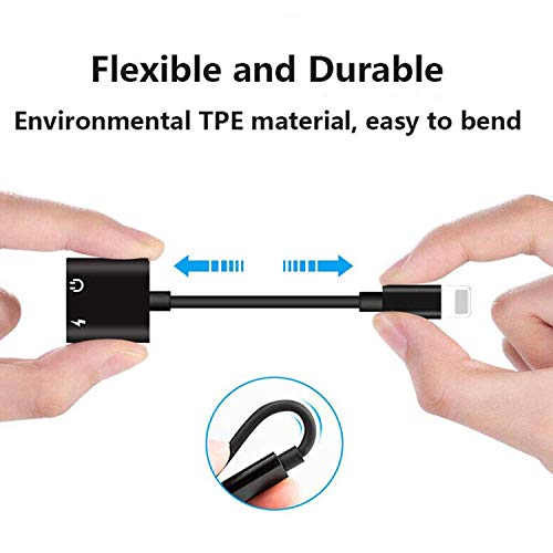 Headphone Jack Adapter Dongle for iPhone Xs/Xs Max/XR/ 8/8 Plus/X (10) /11/11 pro/7/7 Plus Adapter to 3.5mm Splitter Converter Compatible Charger and Listen to Music Aux Adapter Audio + Charge Adaptor