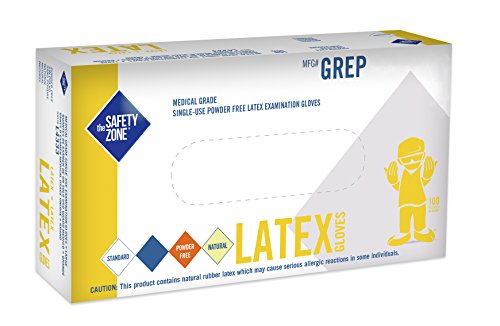 Latex Exam Gloves - Powder Free, Medical Grade, Disposable, Textured, Natural Rubber, Non-Sterile, Work, Medical, Food Safe, Cleaning, Wholesale, Size Medium (Box of 100)
