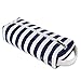 JEMIA Single Compartments Collection 1 Independent Zipper Chambers with Handle Strap Carrying Case (Blue White Stripes, Canvas, Medium)