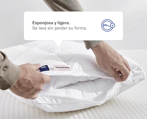 Luuna Almohada Ajustable Down Alternative, tamaño Estándar. Funda 100% algodón, Alto Confort y Relleno Ajustable. Hipoalergénica y antiácaros.