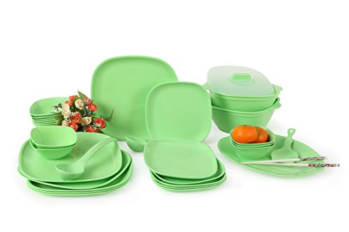 Joy Home Microwave Safe Dinner Set 32 Pcs Square Green