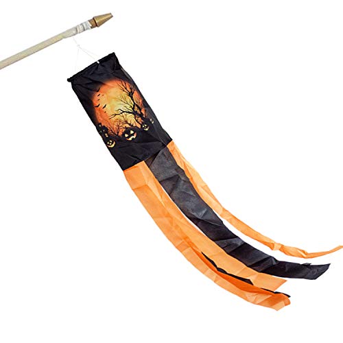 PINCHUANG 40 Inch Halloween Pumpkin Ghost Windsock Flag, Halloween Windsock Outdoor Hanging Decoration for Front Yard Patio Lawn Garden Party Decor(Pumpkin Windsock) - Thumbnail 3