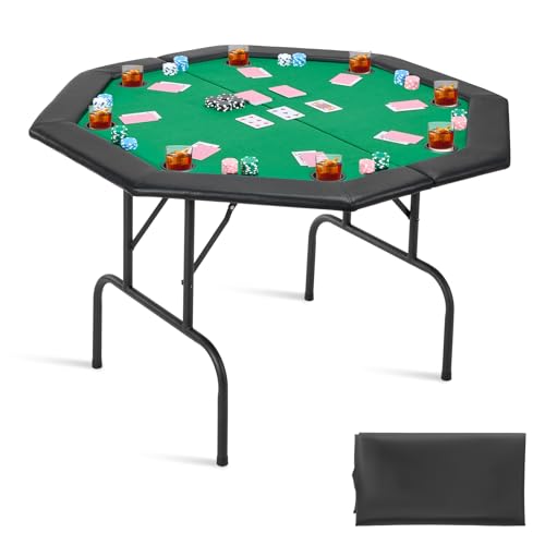 VEVOR Foldable Poker Table, 8 Player 48 in Folding Casino Leisure Table with Pa…