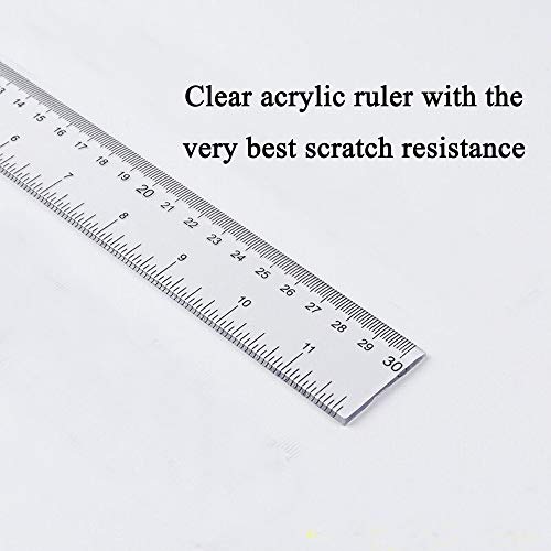 6-Pack Plastic Rulers - 12 Inch & 30 Centimeter Dual Side Measuring Tools
