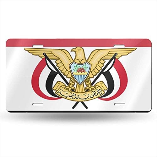 LMHB License Plate Yemen Flag National Emblem Vintage Aluminum Sign Novelty Tag Plaque Wall Decor for Truck Car Van Moped Key Chain Garage Bedroom Coffee Room 12 X 6 Inch