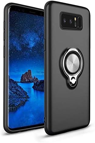 for Samsung Galaxy Note 8 Case, Samsung Galaxy Note 8 Ultra Slim Magnet Finger Ring Stand Hybrid Case Cover Black
