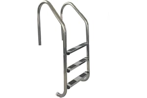 Aqua Select 3 Step Stainless Steel Pool Ladder with Stainless Steel Steps | Entry and Exit System for In-Ground Swimming Pools | 250 Pound Capacity | 1.9 Inch Outer Diameter