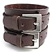 KONOV Wide Genuine Leather Mens Bangle Cuff Bracelet, Punk Rock, Fits 7