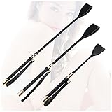 Black Riding Crop Jump Bat Horse Whip With Faux Leather Slapper, 3 Size Choice - 12