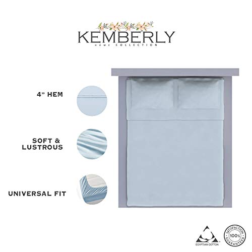 1000ThreadCount 100 Cotton Sheet Sky Blue QueenSheets Set, 4Pc