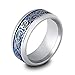 Mingjiahui Sliver and Blue Celtic Dragon Titanium Steel Wedding Band Ring for Mens and Womens 8MM Width Size 7-14