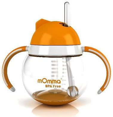 8.4 oz. mOmma Lansinoh Spill Proof Straw Cup with Handles Orange or Green