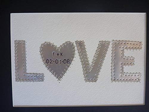Mixed Media - 10 Year Anniversary Gift, Ten Year Anniversary, Customized Heart, LOVE, Personalized Couples Initials, Wedding Date- Recycled Aluminum