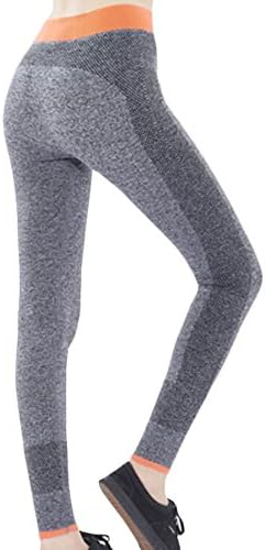 CFD Womens Blcok Color Tummy Control Running Yoga Leggings Orange M
