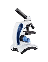 AmScope microscopio para estudiantes con marco de metal y doble lente + láminas y libros (español no garantizado). GALARDONADO COMO MEJOR MICROSCOPIO ESTUDIANTIL 40X 1000X 2016.
