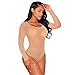 Eiffel Women's Long Sleeves Stretchy Sheer Mesh Leotard Bodysuit Jumpsuit Tops Nude