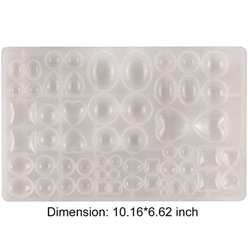 ScivoKaval Cabochon Gem Jewelry Silicone Mold Oval Teardrop Square Heart Round Shapes for Polymer Clay Crafting Resin Epoxy Pendant Earrings Making Casting DIY Craft Mold 29 Design 58 Cavity Large - Thumbnail 5