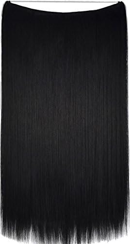 TOPREETY 24"100gr Halo Hair Extensions Elastic Invisible Wire Attached Jet black #1