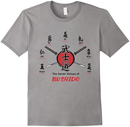 Men's Budo, Martial Arts, The Seven Virtues of BushidoT-shirt 2XL Slate