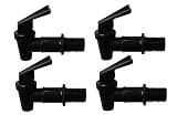 Black Spigot 4-pack, Faucet, Beverage Dispenser, Water Crock, Water Filter Bucket, Water Tap, Made for Gravity Feed with Washers and Nut