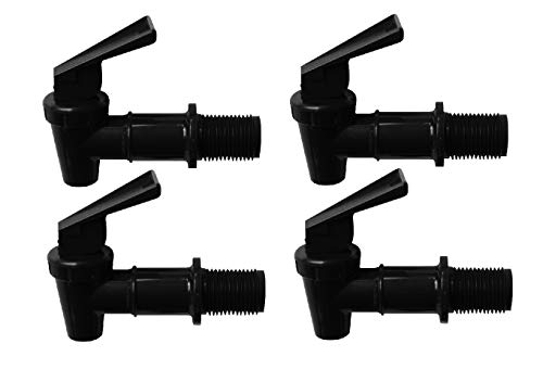 Black Spigot 4-pack, Faucet, Beverage Dispenser, Water Crock, Water Filter Bucket, Water Tap, Made for Gravity Feed with Washers and Nut