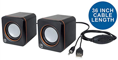 Manhattan USB Powered Stereo Speaker System - Small Size - with Volume Control & 3.5 mm Aux Audio Plug to Connect to… - Image 3