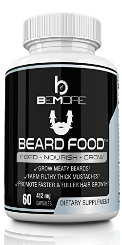 Beard Food | Facial Hair Supplement | Beard Growth Vitamin Pills - Grow Thicker Fuller Beards Faster with Proven Ingredients - Biotin (5000mcg!), MSM, NAC, PABA, Bamboo Extract + More!