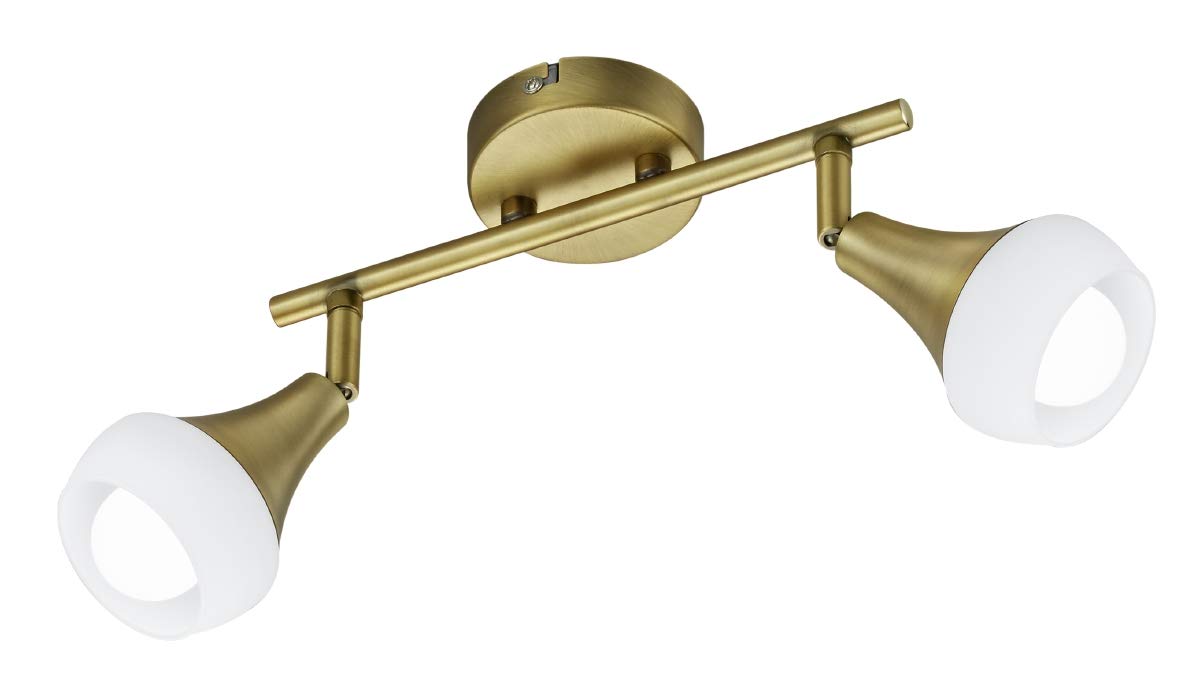 Trio Leuchten Trumpet 803100204 Ceiling Light Metal Antique Brass Glass White Excl. 1 x E14