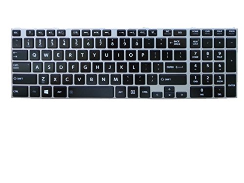 New-US-Layout-Backlit-Laptop-Keyboard-With-Silver-Frame-For-Toshiba-Satellite-NSK-TVRBC-01-9ZN7UBCR01-PK1310S2B00-K000150110-Light-Backlight-Black-Notebook-US
