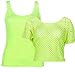 Smile Fish Women Casual Sexy 80s Costumes Fishnet Neon Off Shoulder T-Shirt (Neon-Green US 6-8/Tag Size M)