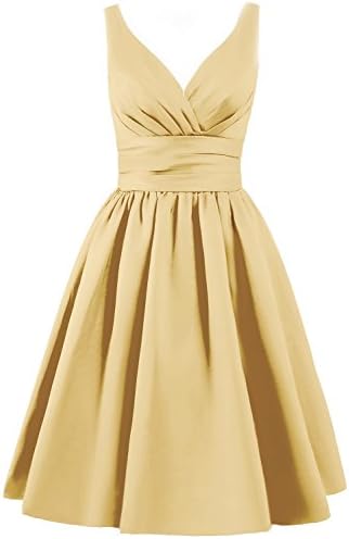 ELLAGOWNS Women's V-neck Short Bridesmaid Dresses Gold US 2