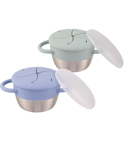 Lot 2 Assiettes + 2 Bols Bébé Acier Inoxydable Avec Ventouse Silicone – 3 Compartiments, Anti-Fuite, Lave-Vaisselle