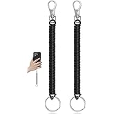 DPWOUM 2Pcs Elastic Ropes Retractable Coil Springs Keychain, Anti-lost Key Chain Holder Clasp for Keys Wallet Cellphone and Other Identification Badges and Supplies