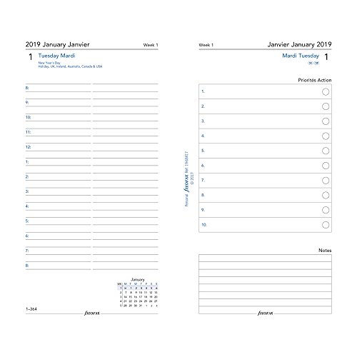 Filofax 2019 Personal/Compact Day on Two Pages Refill, Jan 2019- Dec 2019, 6.75 x 3.75 inches (C68417-19)